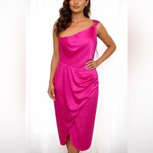 Alex Marie Fuchsia One-Shoulder Dress